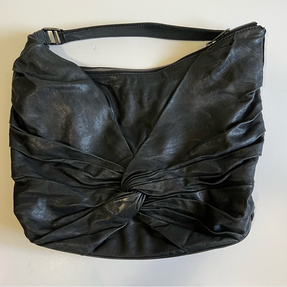 BURBERRY AUTHENTIC Maggie Soft Knot Calfskin Leather Black Hobo Bag WITH COA - Picture 6 of 16